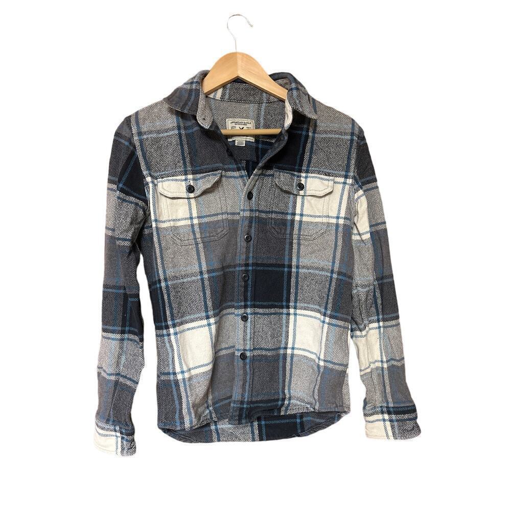 American Eagle Heavy Weight Plaid‎ Flannel Cabincore Gorpcore Shacket Jacket XS